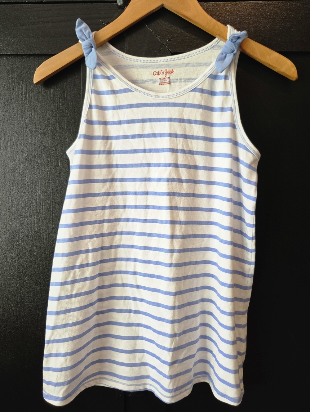 Girls Cat & Jack White and Blue Striped Tie-knot Top